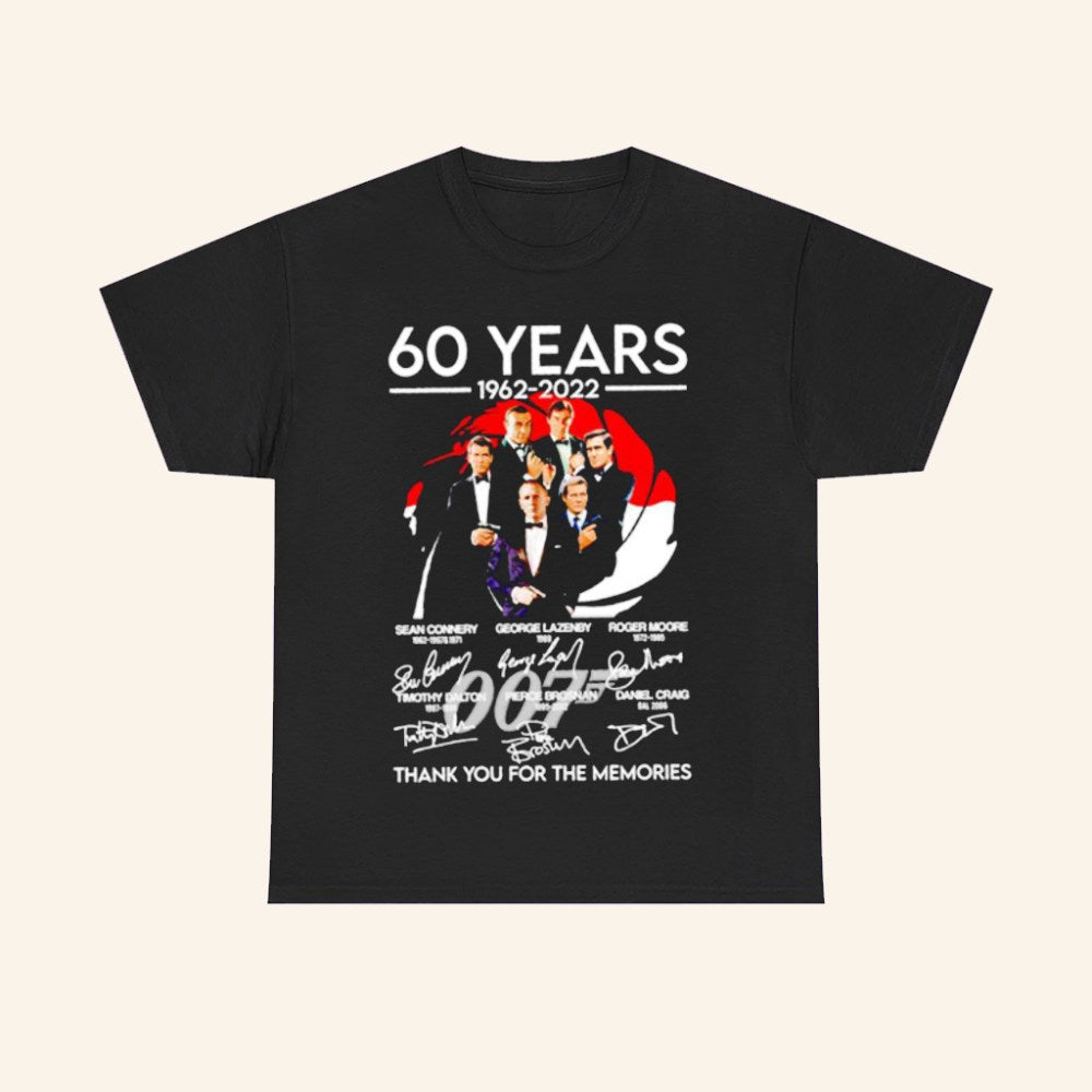 007 60 Years 1962 2022 Thank You For The Memories Shirt Gifts For James Bond Fans - Roseregae