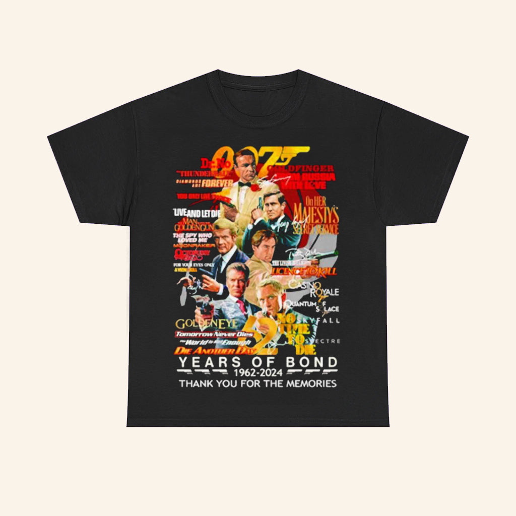 007 Years Of Bond 1962 2024 T-Shirt Thank You For The Memories Shirt Gifts For Husband - Roseregae