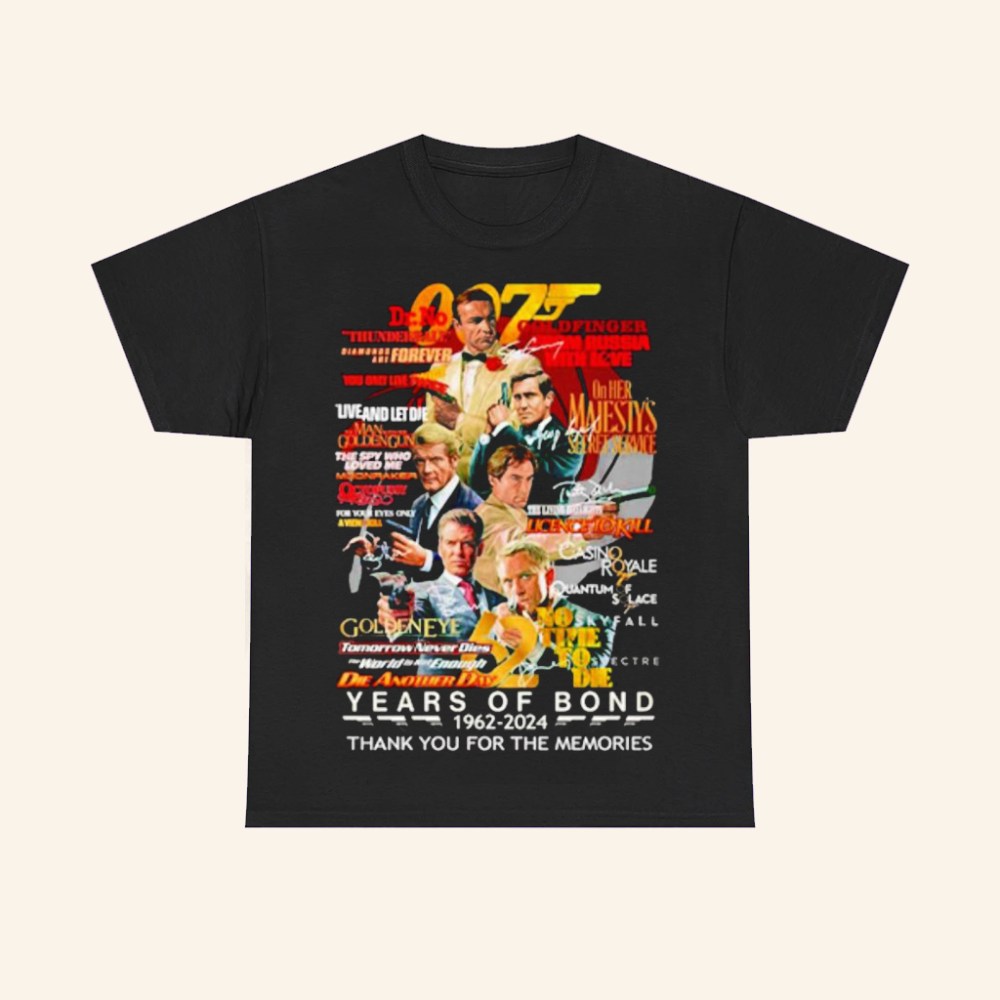 007 Years Of Bond 1962 2024 T-Shirt Thank You For The Memories Shirt Gifts For Husband - Roseregae