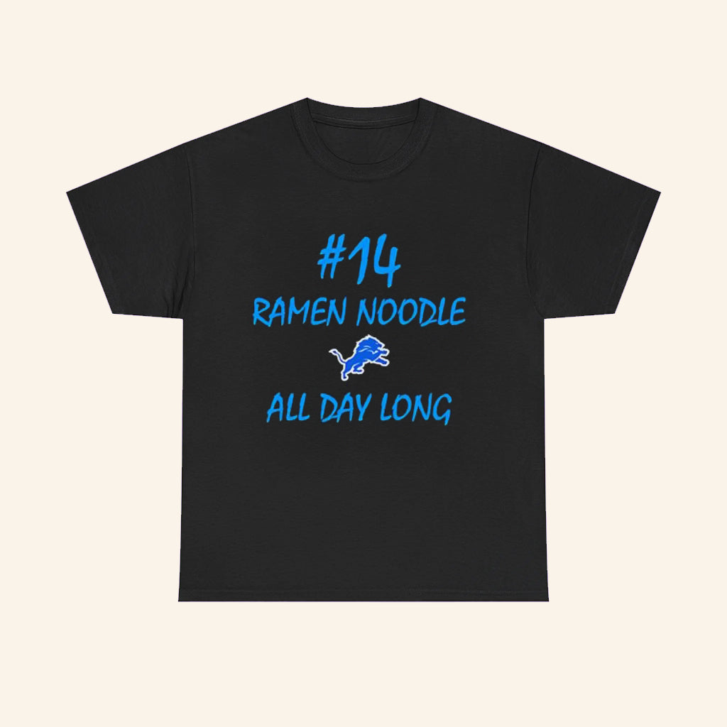 14 Ramen Noodle All Day Long T-Shirt Detroit Football Merch Gifts For Boyfriend - Roseregae