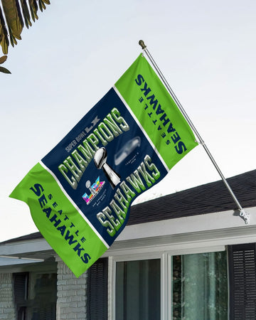 Seahawks Super Bowl Champions Flag Seahawks Champions Merch Hawks Pride Home Decor