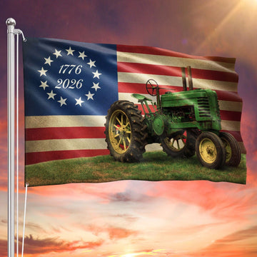 1776 2026 250th Anniversary Tractor Flag Betsy Ross 250 Farmer Farm Life Patriotic Gift