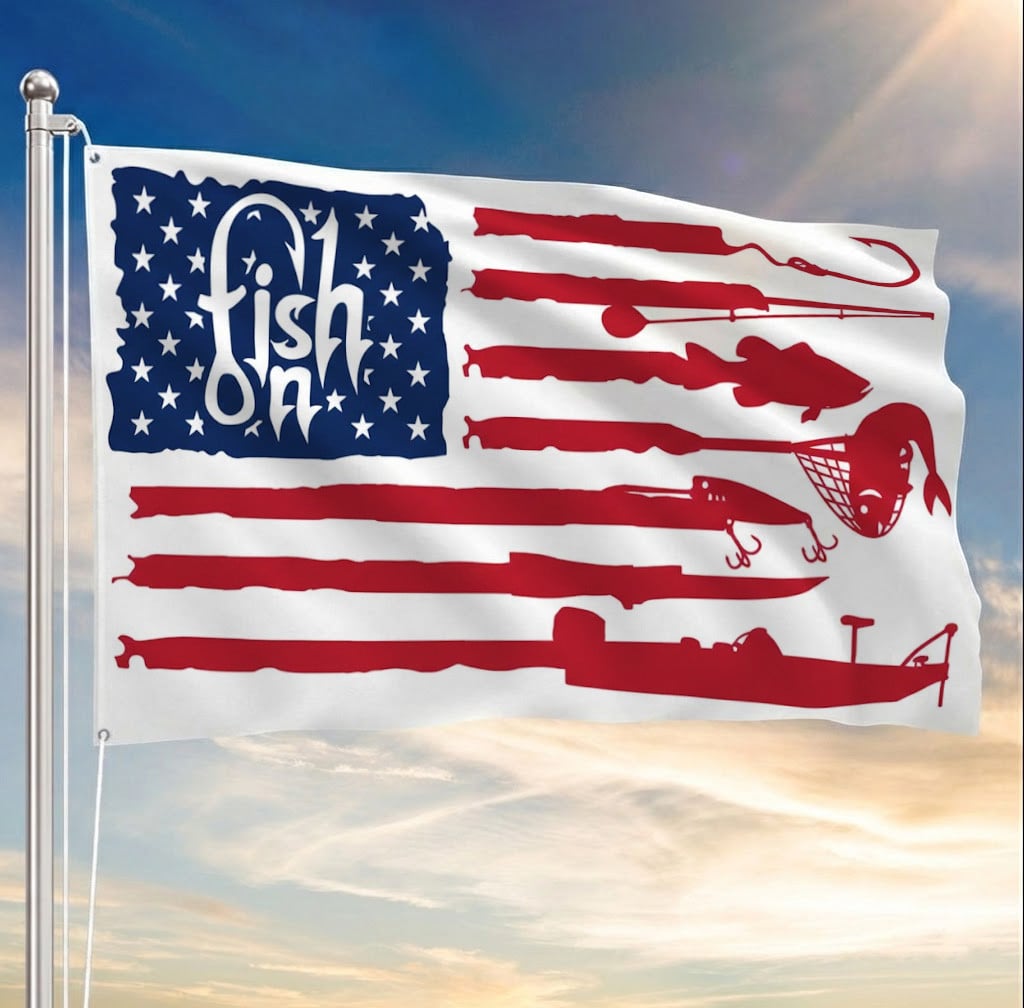 American Fishing Flag Patriotic Grommet Flag Gift For Fisherman USA Pride