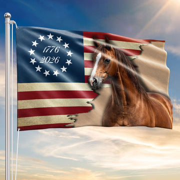 Horse American Flag 1776 2026 Patriotic Grommet Flag Western Country Gift Ideas