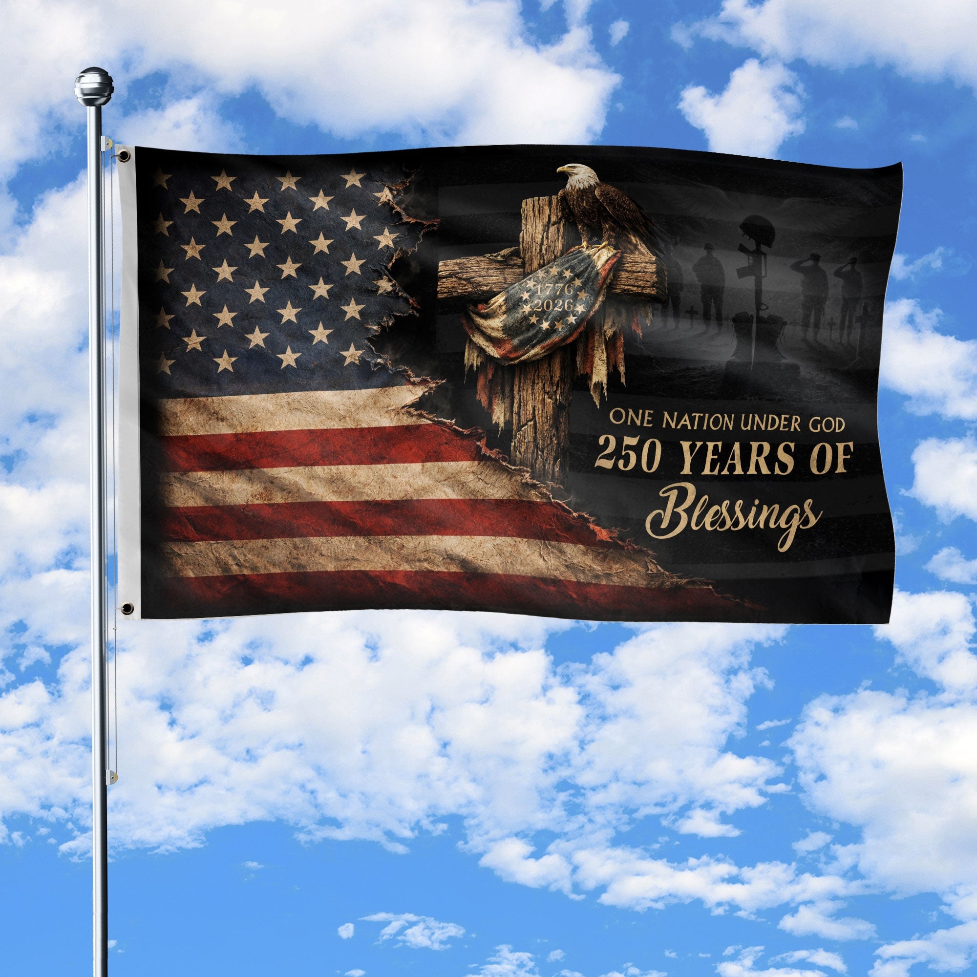 250 Years Christian Freedom Garden Flag 1776 2026 American Patriotic Yard Decor Gift