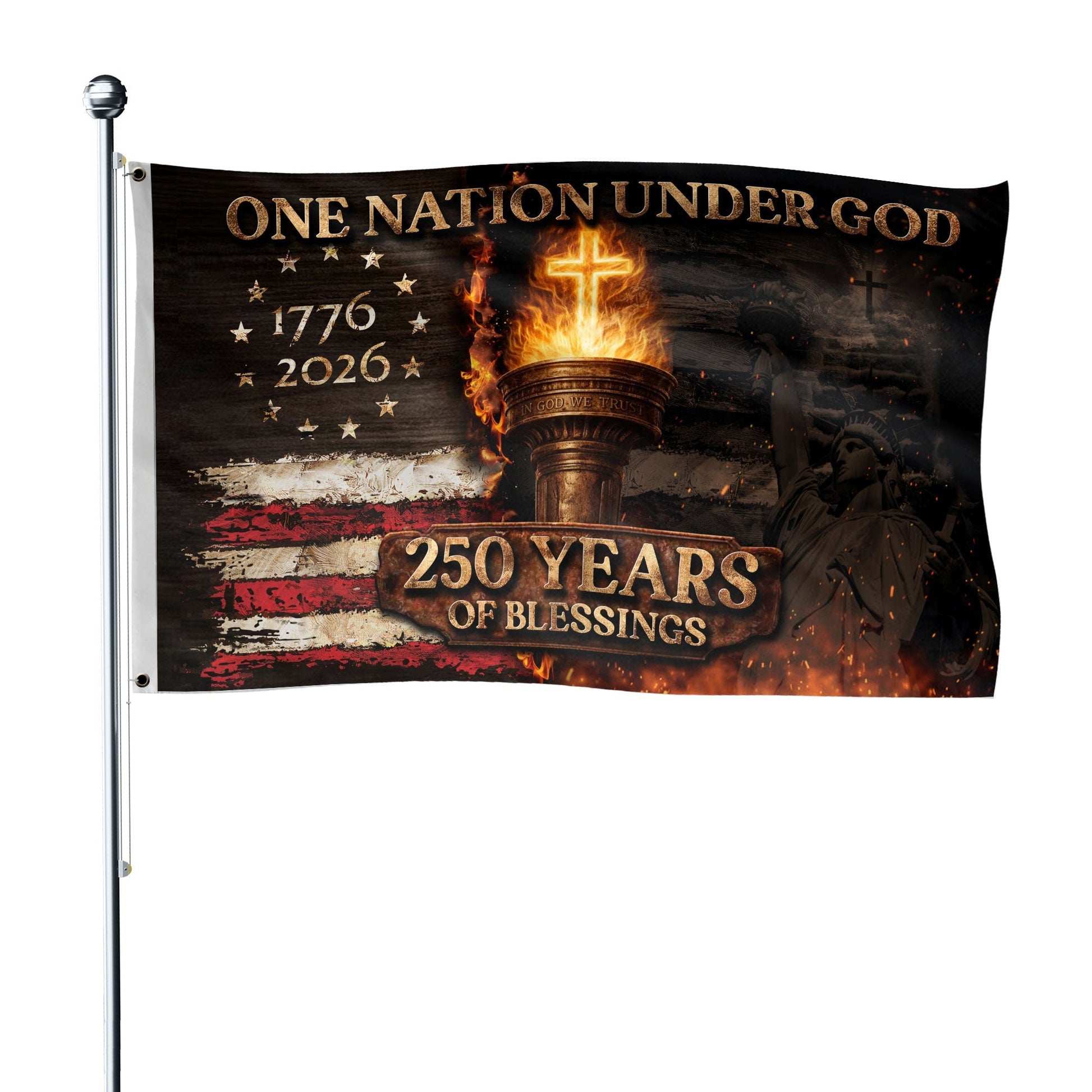 250 Years Christian Freedom Garden Flag 1776 2026 United States Patriotic Decor Gift