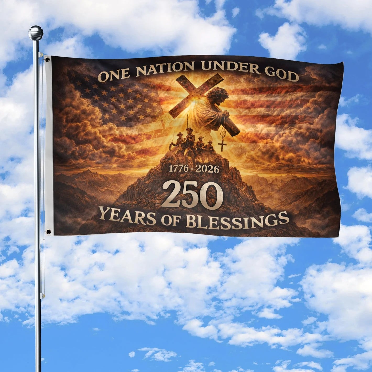 USA 250 Years Of Blessings Flag One Nation Under God Flag Fourth Of July Party Ideas