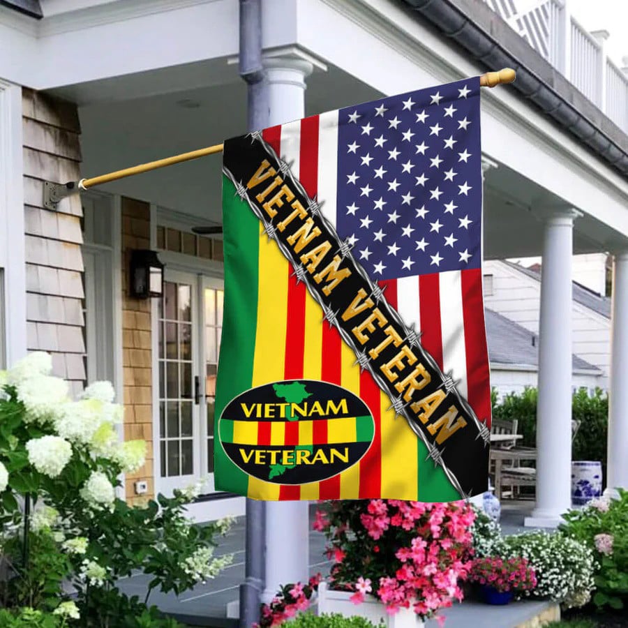 Vietnam Veteran American Flag Vietnam War Veteran Vietnam Service Ribbon Garden Flag