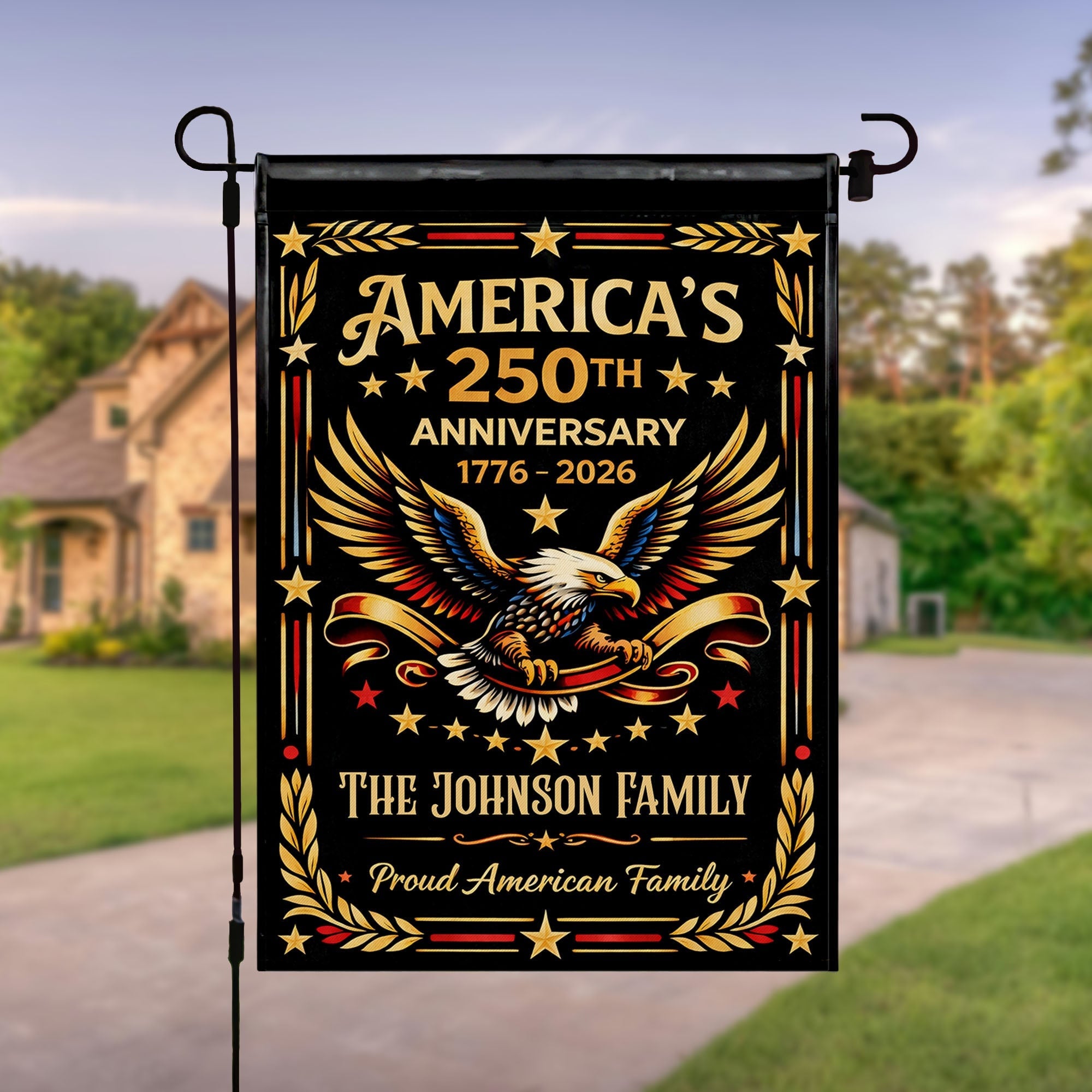 Personalized Eagle 1776 2026 250th Anniversary House Flag Gift For Patriotic Family