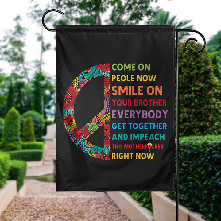 Come On People Now Smile On Your Brother Flag Floral Peace Sign Merch Gift For Anti Trump