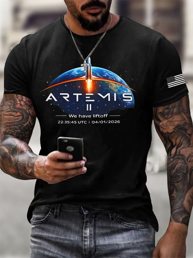 Artemis II Rocket Launch Graphic T-Shirt Modern NASA Graphic Tee Best Gift For Astrophiles