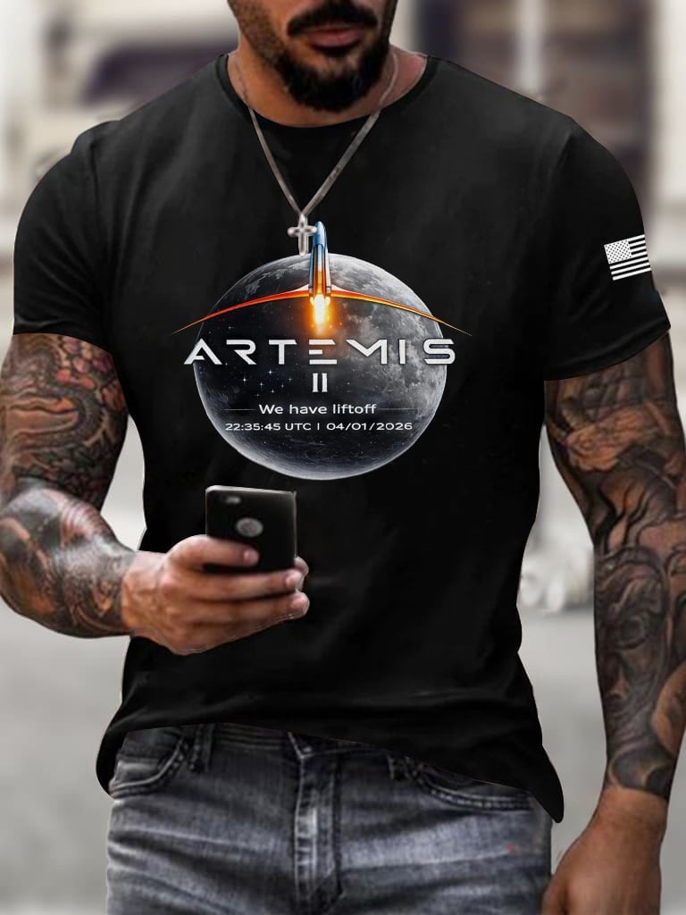 Artemis II Rocket Launch T-Shirt Modern NASA Graphic Tee Present For Father's Day