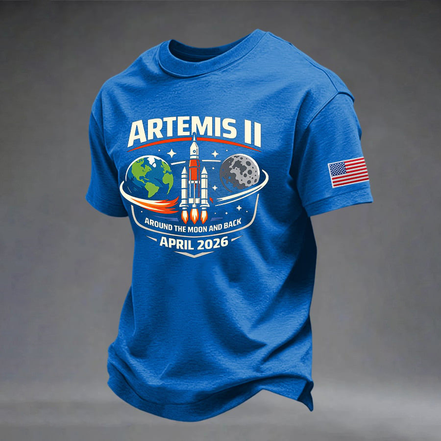 Artemis II To The Moon And Beyond T-Shirt American Flag NASA Moon Mission 2026 Merch