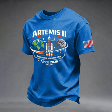 Artemis II To The Moon And Beyond T-Shirt American Flag NASA Moon Mission 2026 Merch
