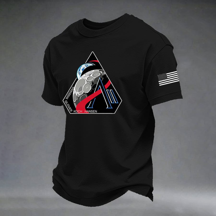 Artemis II Mission Logo T-Shirt American Flag NASA Moon Landing 2026 Clothes