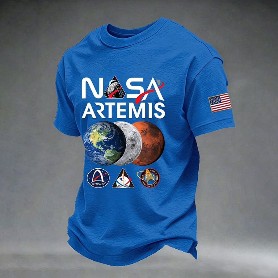 Artemis II Nasa American Flag T-Shirt Artemis 2 Mission Merch Astrophile Gift For Father