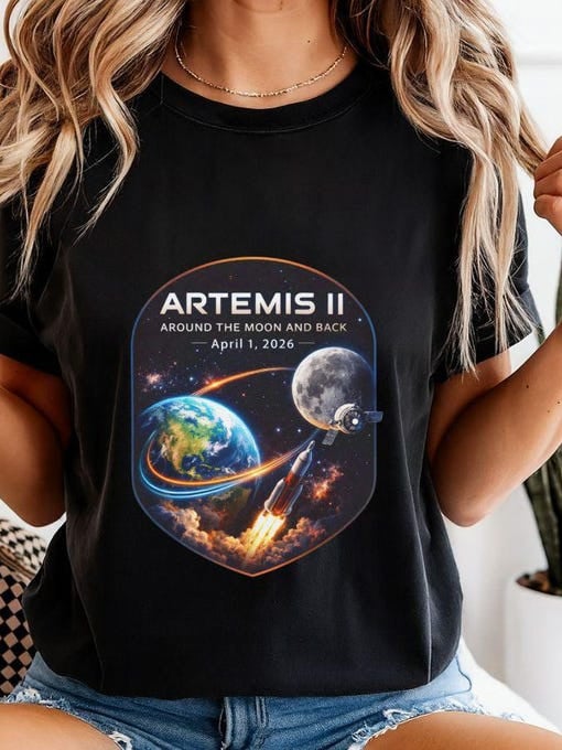Artemis 2 Moon Journey 2026 NASA Mission Graphic T-Shirt Around The Moon And Back Shirt Gift For Her
