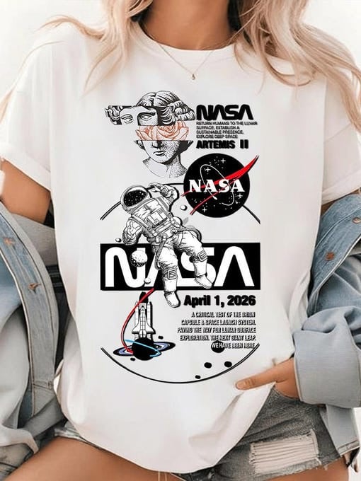 Artemis II NASA April 1 2026 T-Shirt Artemis 2 Mission Merch Space Lover Gift For Girlfriend