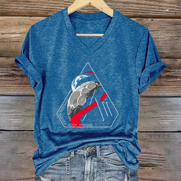 Artemis II Mission Logo Graphic V-Neck Shirt First Lunar Flyby 2026 Clothing Astrophiles Gift Idea