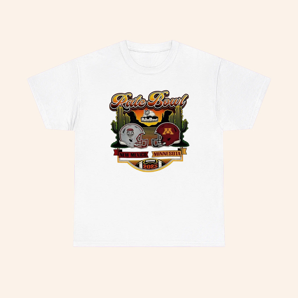 2025 Rate Bowl Cactus Clash New Mexico Lobos Vs Minnesota Golden Gophers Matchup T Shirt - Roseregae