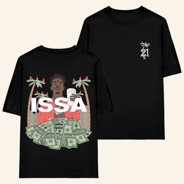 21 Savage Merch ISSA Black T-Shirt Gift Ideas For Rapper Fans - Roseregae