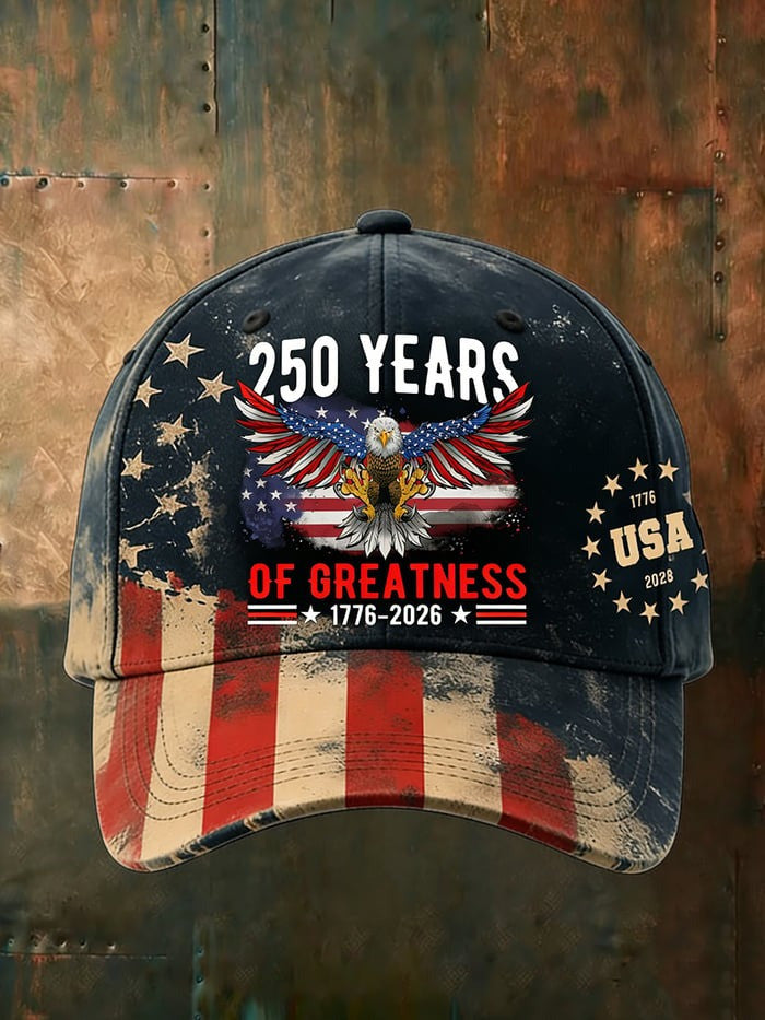 250 Years Of Greatness Baseball Cap Eagle American Flag 1776 2026 Gift For Dad