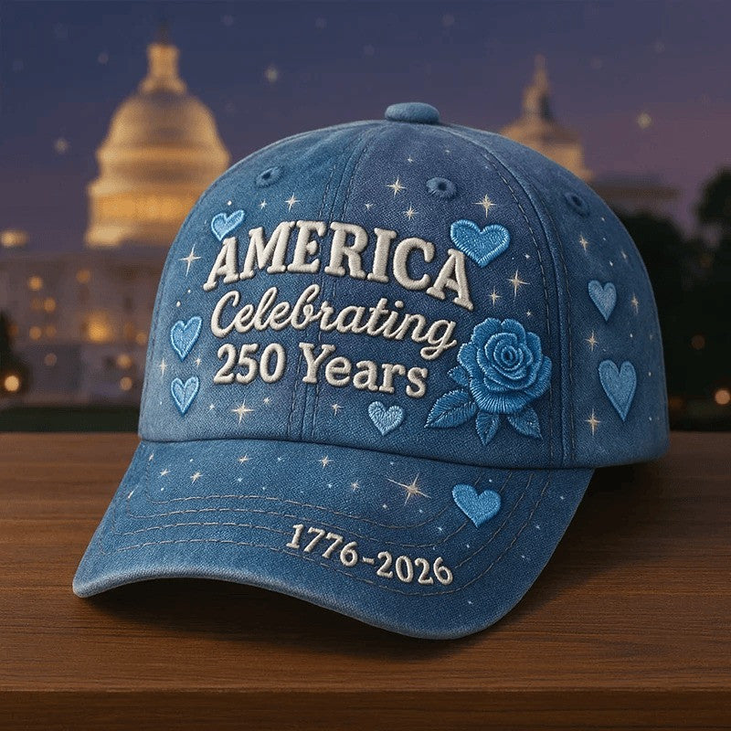 250th Anniversary Hat America Celebrating 250 Years 1776 2026 Cap Blue Flower Gift For Her