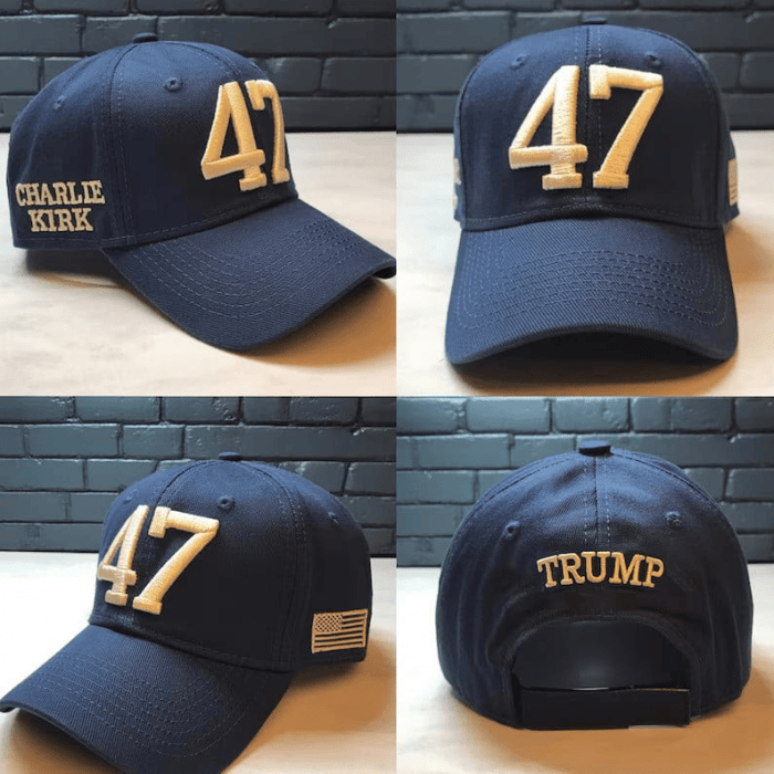47 Hat Charlie Kirk Hat Embroidered 45 47 Trump Cap MAGA Hat Gifts For Father