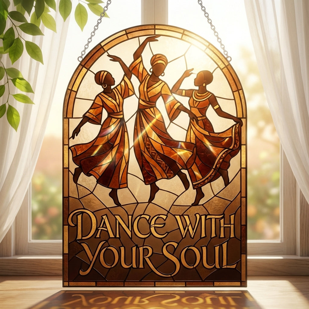 African Dancers Stained Glass Wall Art - Dance With Your Soul