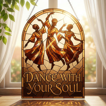 African Dancers Stained Glass Wall Art - Dance With Your Soul