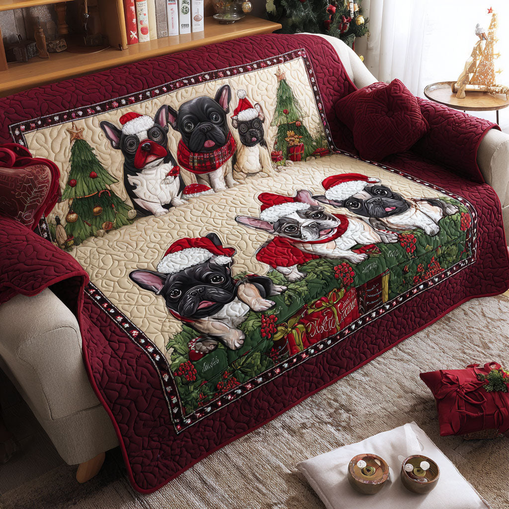 A Frenchie Tale Quilted Sofa Cover Sofa Protector Cover Unique Gift for Dog Owners