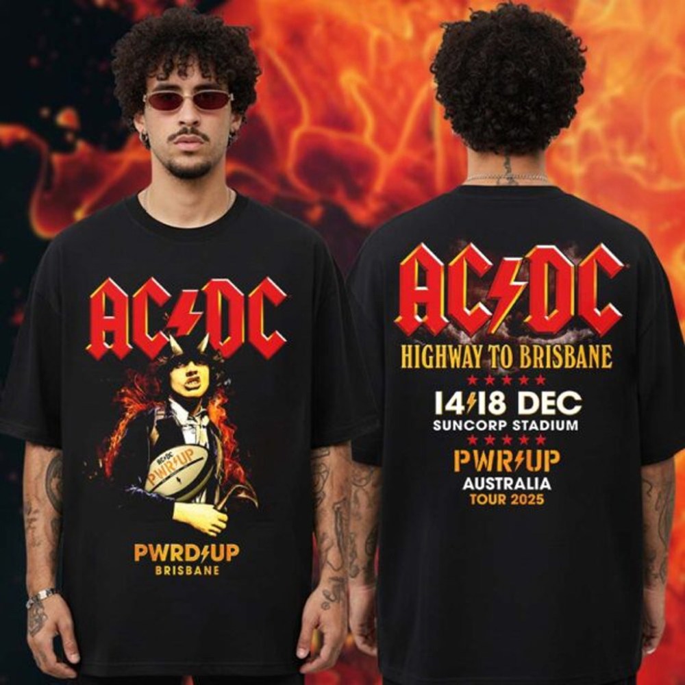 AC DC Merch PWR Up Australia Tour 2025 T-Shirt Gift Ideas For Rock Lovers - Roseregae