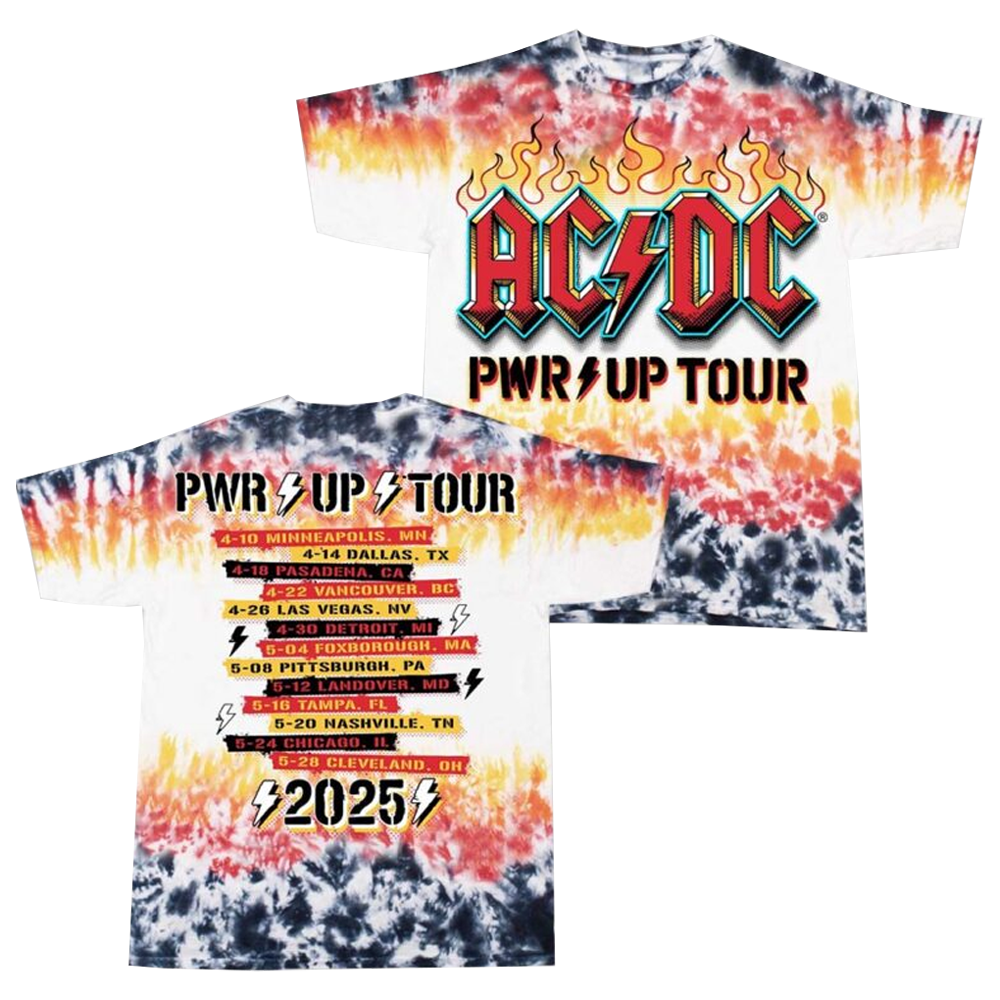 ACDC Merch Pwr Up Tour Tie Dye T-Shirt Gifts For Someone Who Loves Music - Roseregae