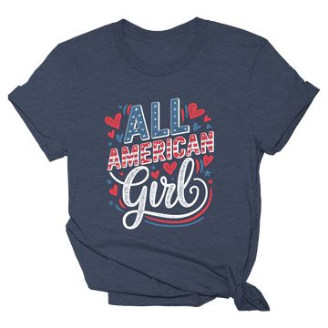All American Girl Shirt Women's Patriotic T-Shirt Gifts For Girlfriend Anniversary Gift for Men - Roseregae