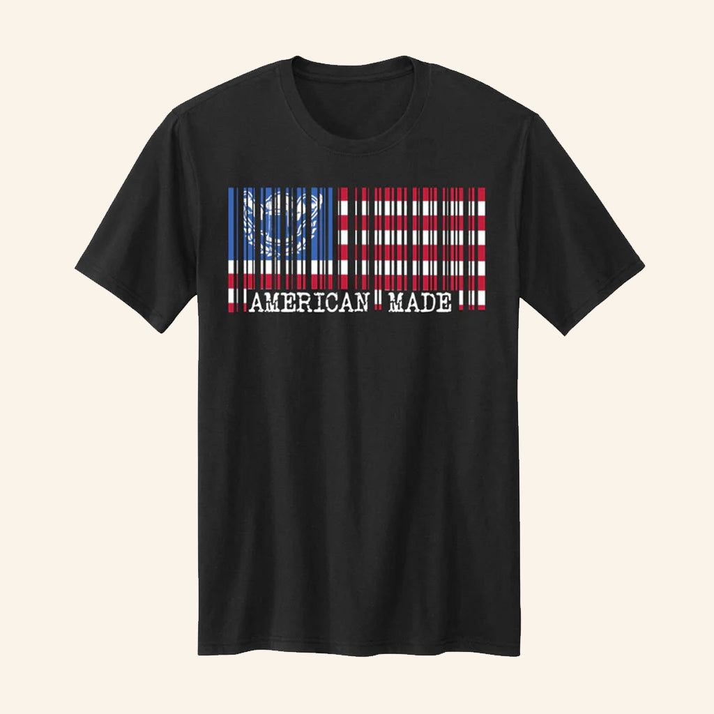 American Made T-Shirt Drinkin Bros USA Flag Barcode Shirt Gifts For Husband - Roseregae