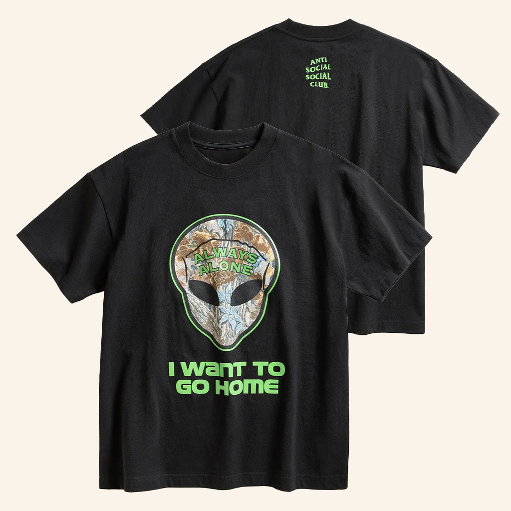 Anti Social Social Club Merch Redneck Alien With Glow T-Shirt I Want To Go Home Shirt - Roseregae