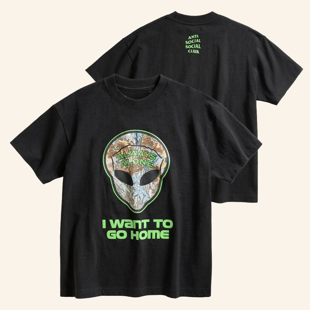 Anti Social Social Club Merch Redneck Alien With Glow T-Shirt I Want To Go Home Shirt - Roseregae