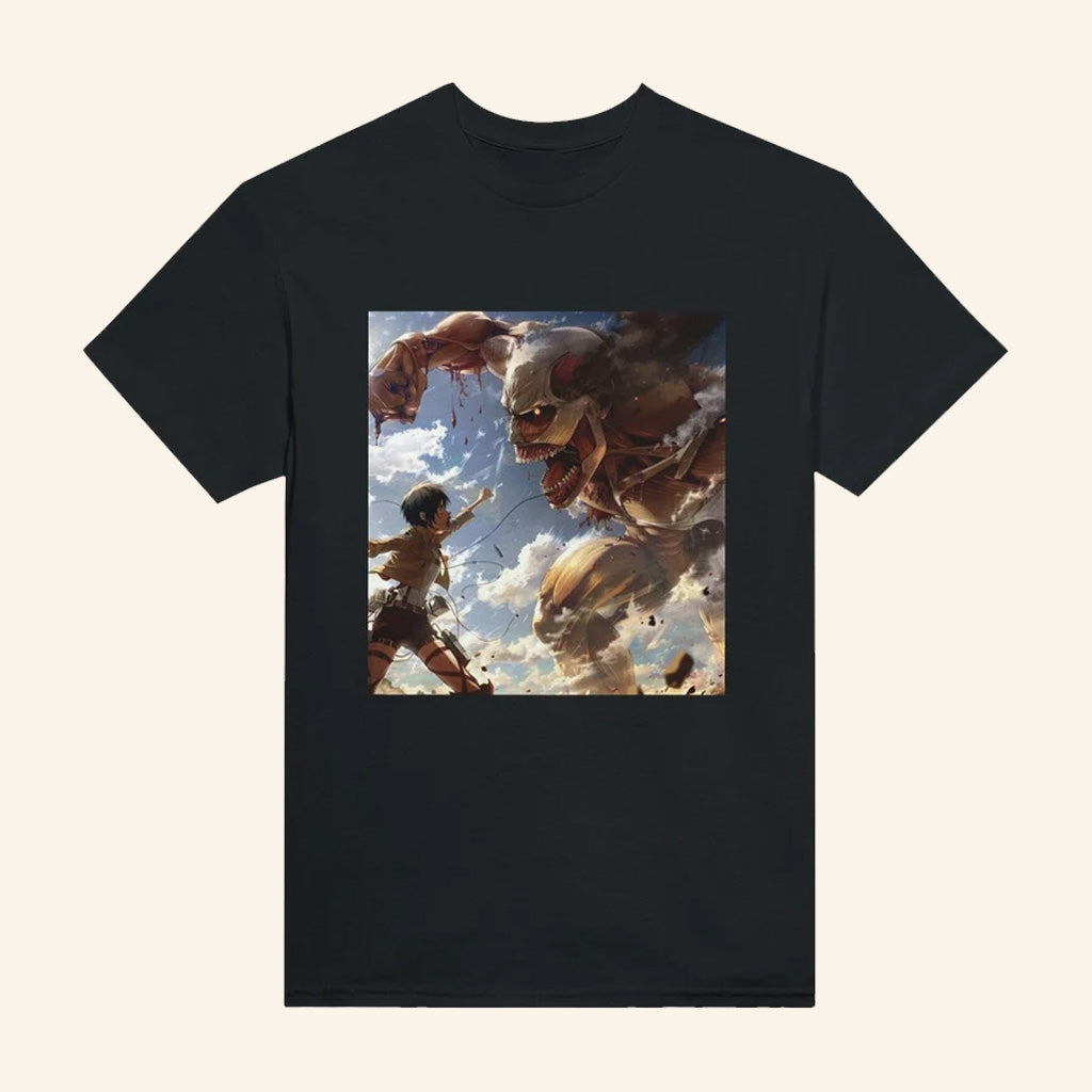 Attack On Titan Merch Mikasa Fighting Colossal T-Shirt Birthday Gifts For Him - Roseregae