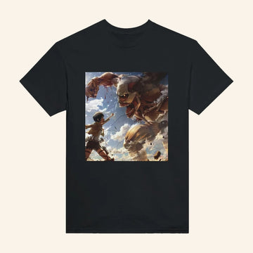 Attack On Titan Merch Mikasa Fighting Colossal T-Shirt Birthday Gifts For Him - Roseregae