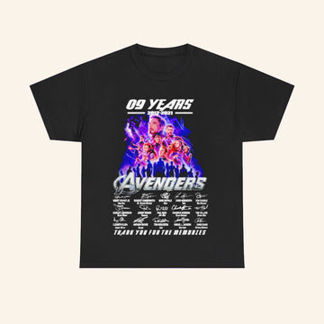Avengers 09 Years 2012 2021 T-Shirt Thank You For The Memories Signatures Shirt Avengers Merch - Roseregae