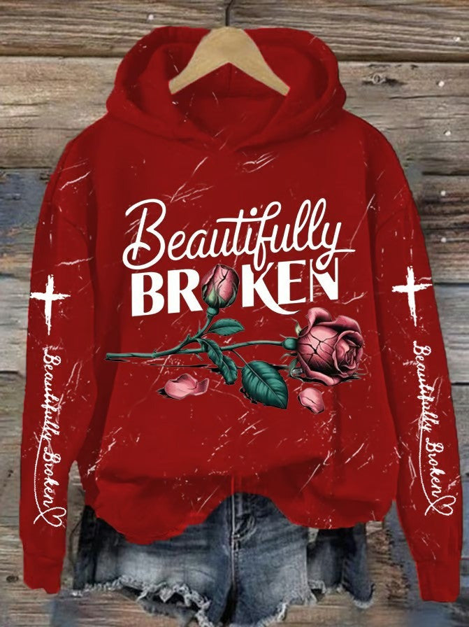 Beautifully Broken Rose Hoodie Country Music Lover Jelly Roll Fans Father's Day Gift for Husband - Roseregae