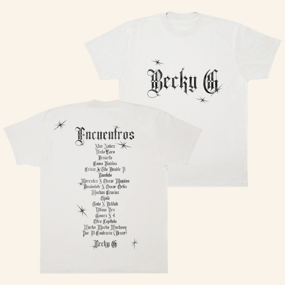 Becky G Merch Encuentros Tracklist T-Shirt Cool Gifts For Music Lovers - Roseregae