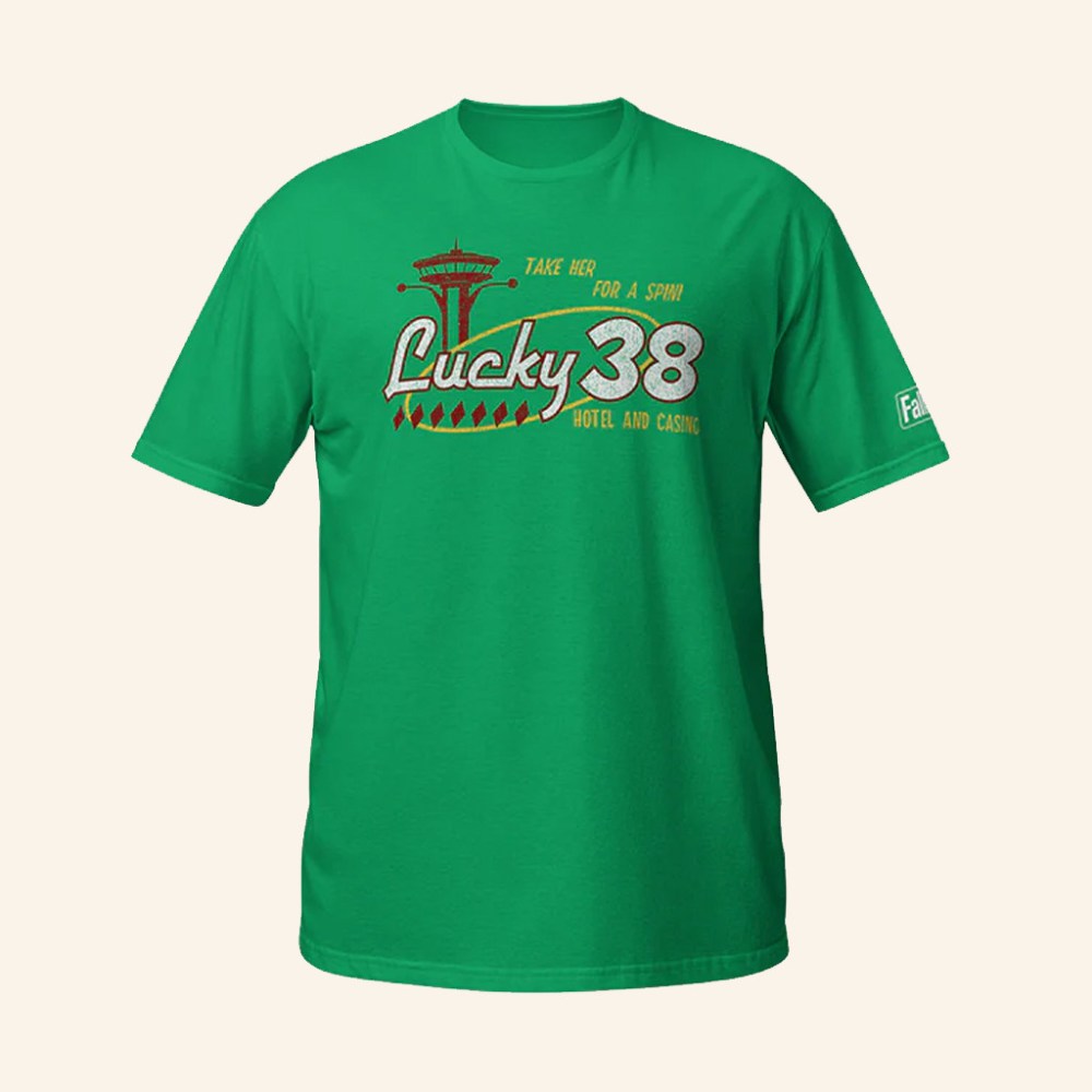 Bethesda Gear Merch Fallout New Vegas Lucky 38 Casino T-Shirt Best Gifts For Friends - Roseregae