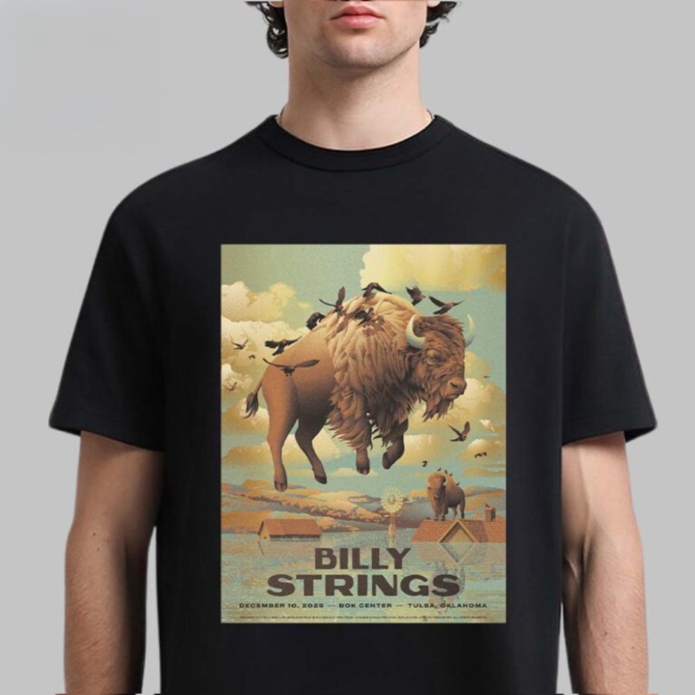 Billy Strings Tulsa Oklahoma 2025 Event Poster At Bok Center On December 10 2025 The Flying Bison Art T-Shirt - Roseregae