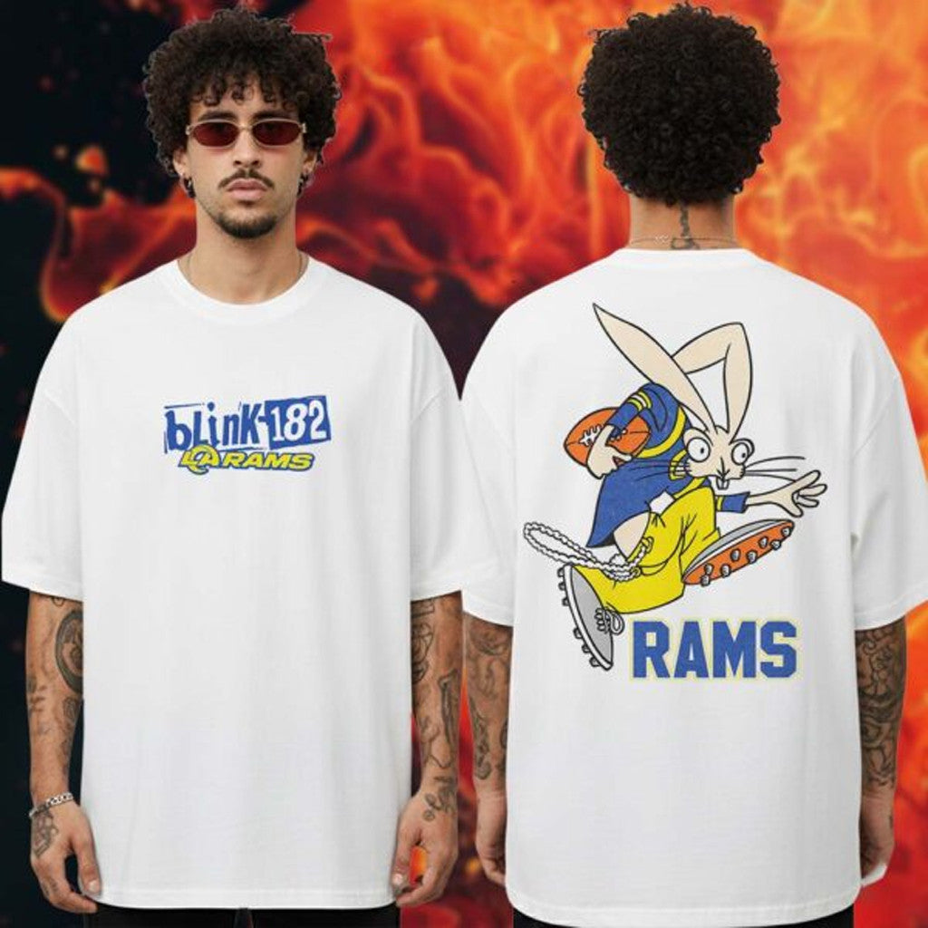 Blink 182 x LA Football Collab Merch Wide Receiver White T-Shirt Gifts For Football Fans - Roseregae