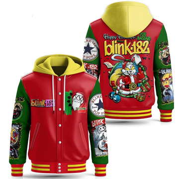 Blink-182 You Bastard Hooded Baseball Jacket Blink-182 Merch Father's Day Gifts For Husband - Roseregae