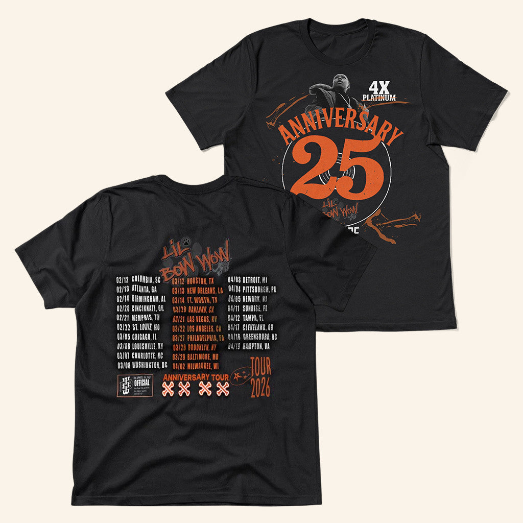 BW Apparel Merch Tour Dates Tee Bow Wow 25 Tour Merch Gifts For Rap Lovers - Roseregae