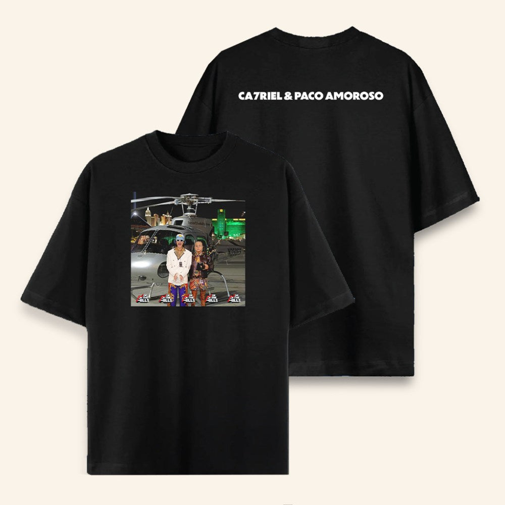 CA7RIEL And Paco Amoroso Merch Top Of The Hills Black T-Shirt Gifts For Hip Hop Fans - Roseregae