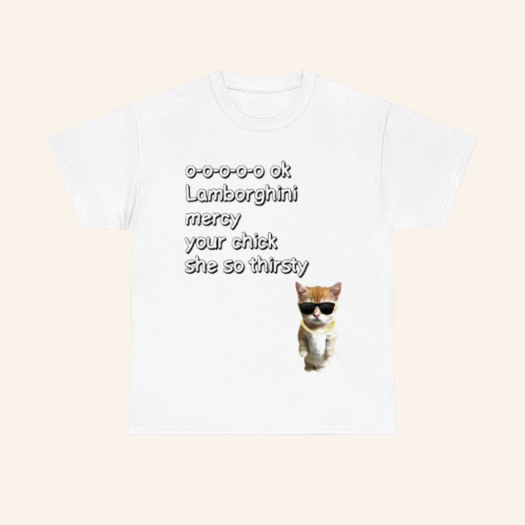 Cat Lamborghini Mercy Your Chick She So Thirsty T-Shirt Funny Kitten Shirt Gifts For Him - Roseregae