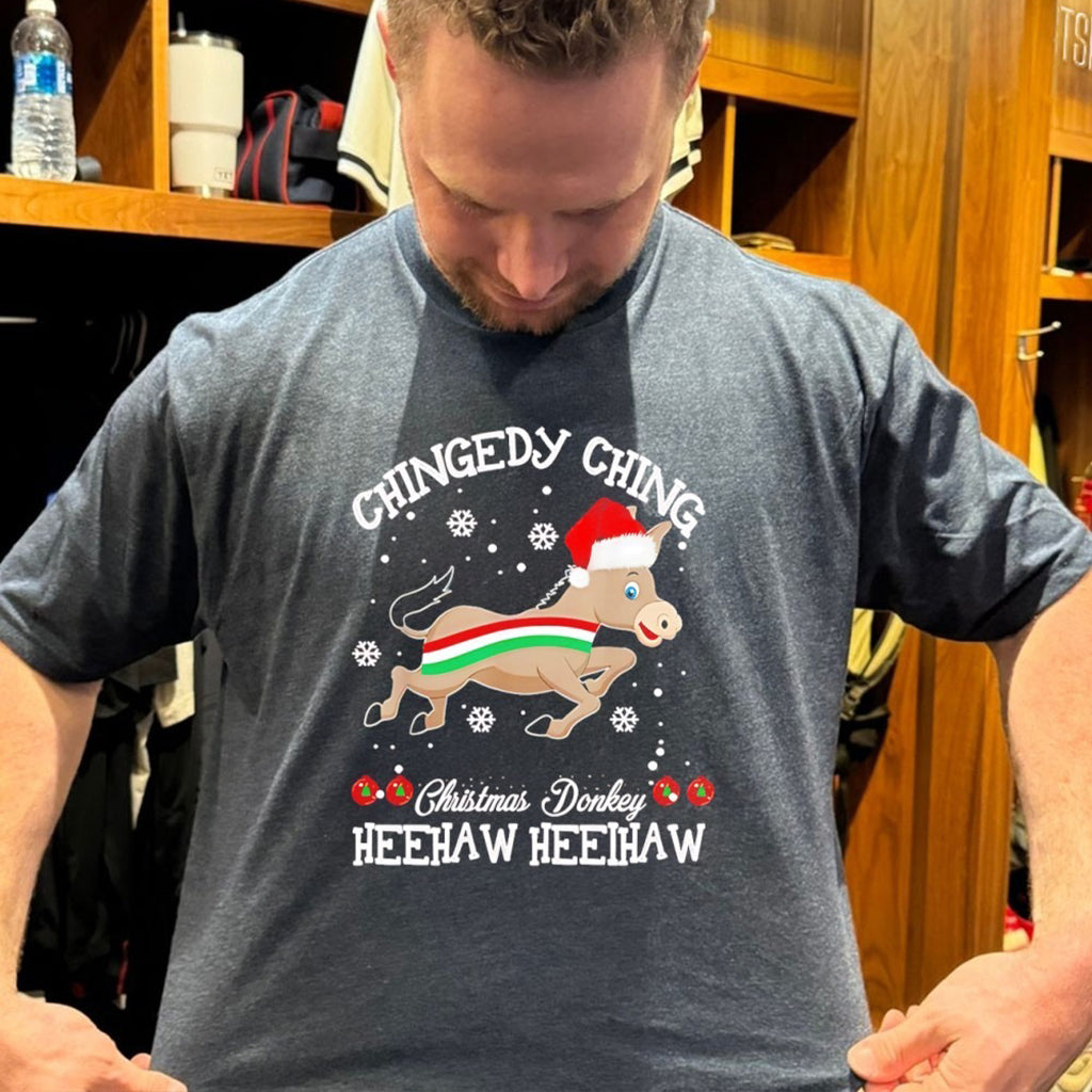Chingedy Ching The Italian Christmas Donkey Heehaw T Shirt - Roseregae